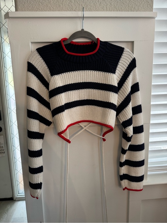 Zara Sweaters - Zara Striped Open Back Cropped Sweater